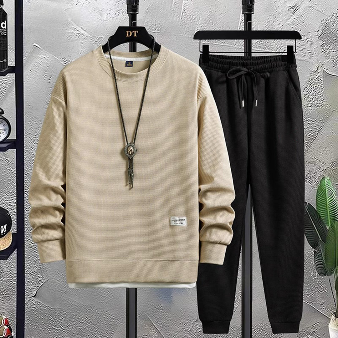 Men's Sweatshirt Crew Neck With Ribbed Edge For Everyday Wear Street-Wave
