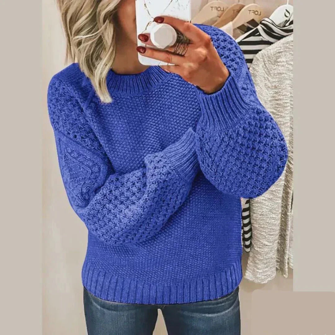 Streetwave Pink Crewneck Knit Sweater For Women Classic Cozy Soft Knit Long Sleeve Pullover