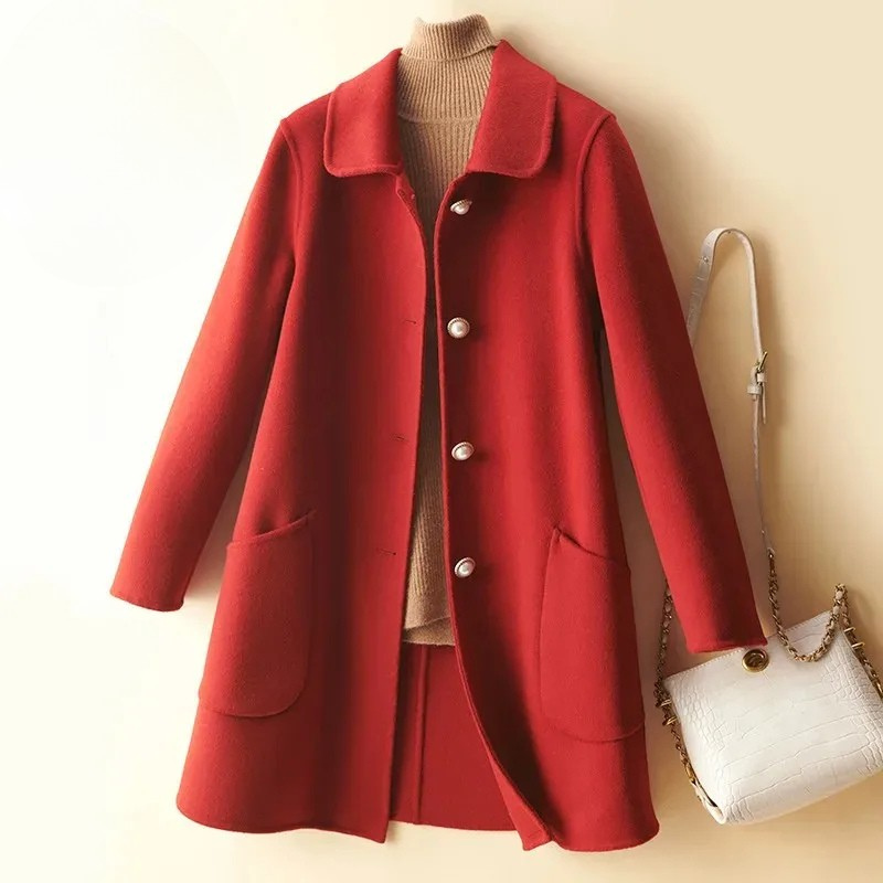Street-Wave Hayle Wool Coat For Women With Double-Faced Warmth And Pearlescent Buttons For Timeless Urban Style