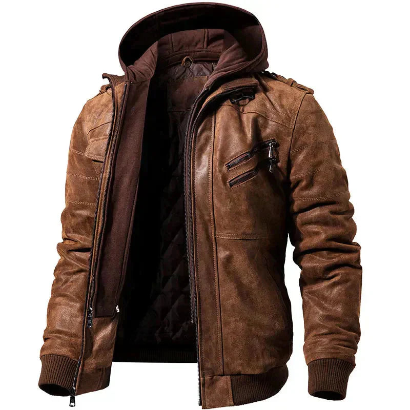 Street-Wave Leather Jacket For Men Elegant Durable Timeless Style For Modern Gentlemen