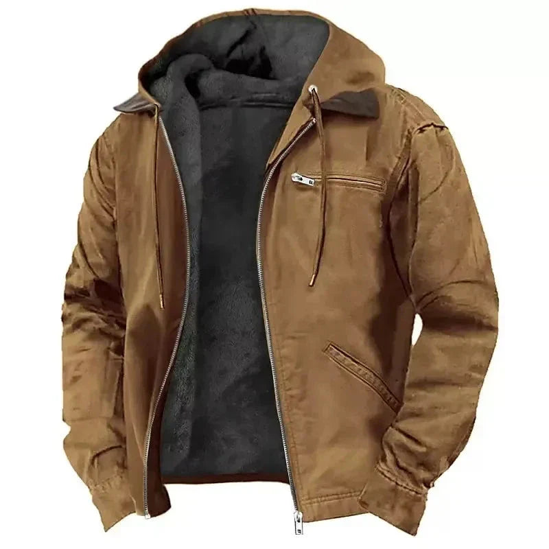 Waylynn Men's Thick Hooded Winter Jacket With Plush Fleece
