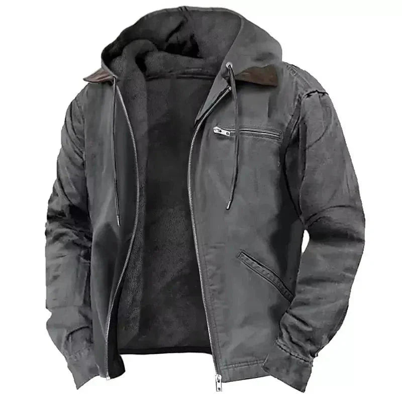 Waylynn Men's Thick Hooded Winter Jacket With Plush Fleece