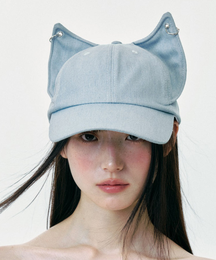 Casquette de baseball en denim avec oreilles de chat mignonnes de style japonais - Street-Wave