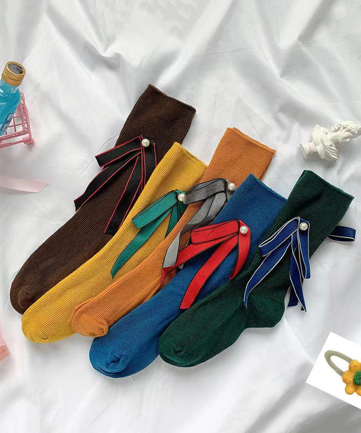 Chaussettes mi-mollet à nœud en perles de style japonais - Street-Wave