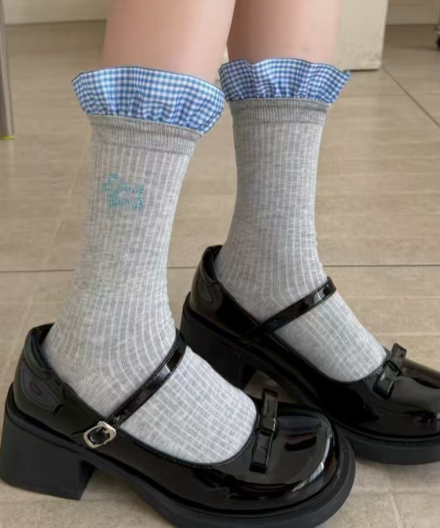 Chaussettes montantes à volants et patchwork style japonais - Street-Wave