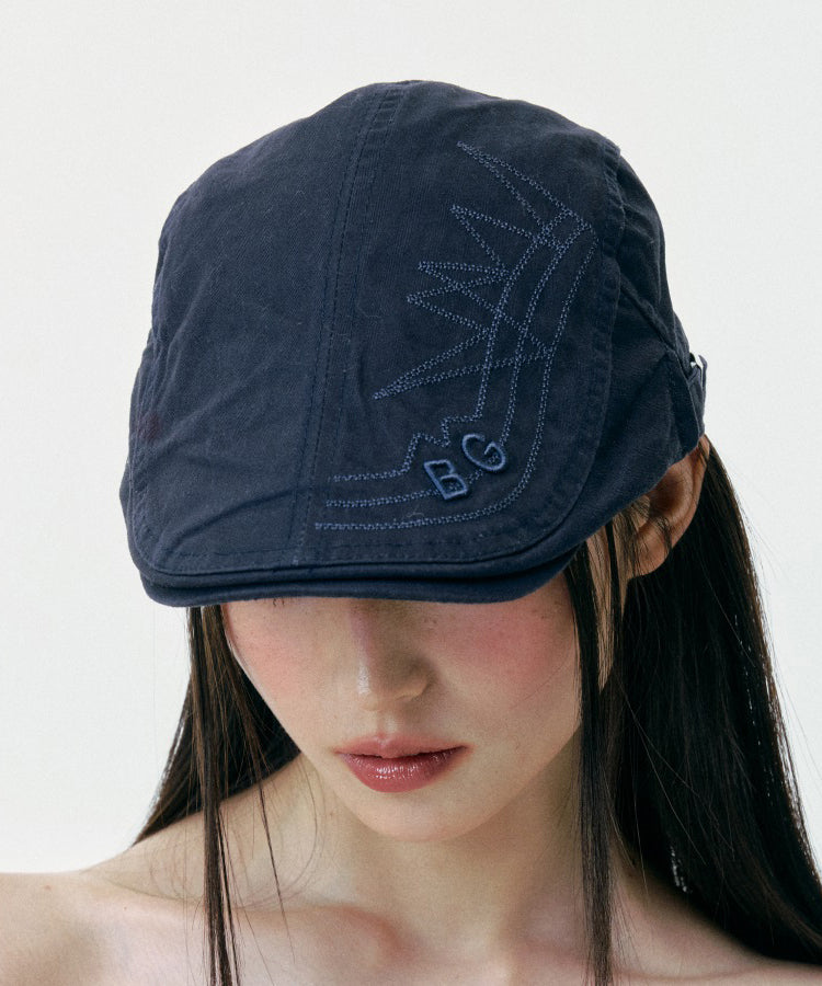 Chapeau breton polyvalent brodé bleu marine de style japonais - Street-Wave
