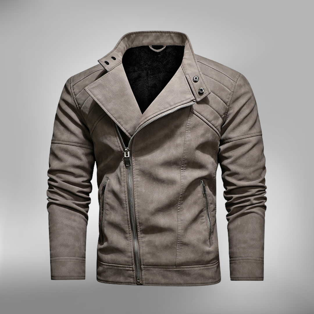 Street-Wave Men's Faux Leather Slim Fit Jacket With Stand Collar