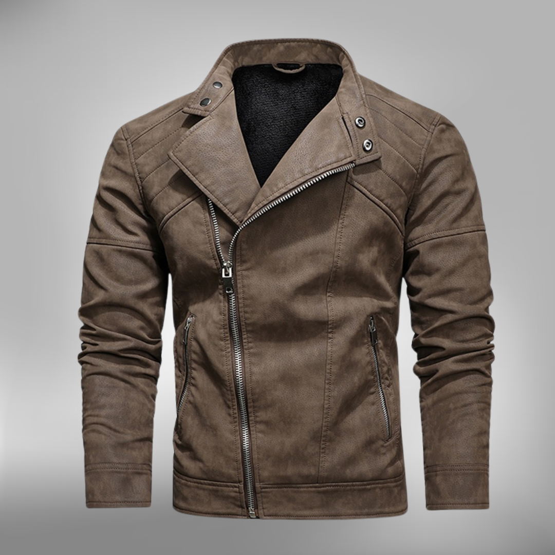 Street-Wave Men's Faux Leather Slim Fit Jacket With Stand Collar