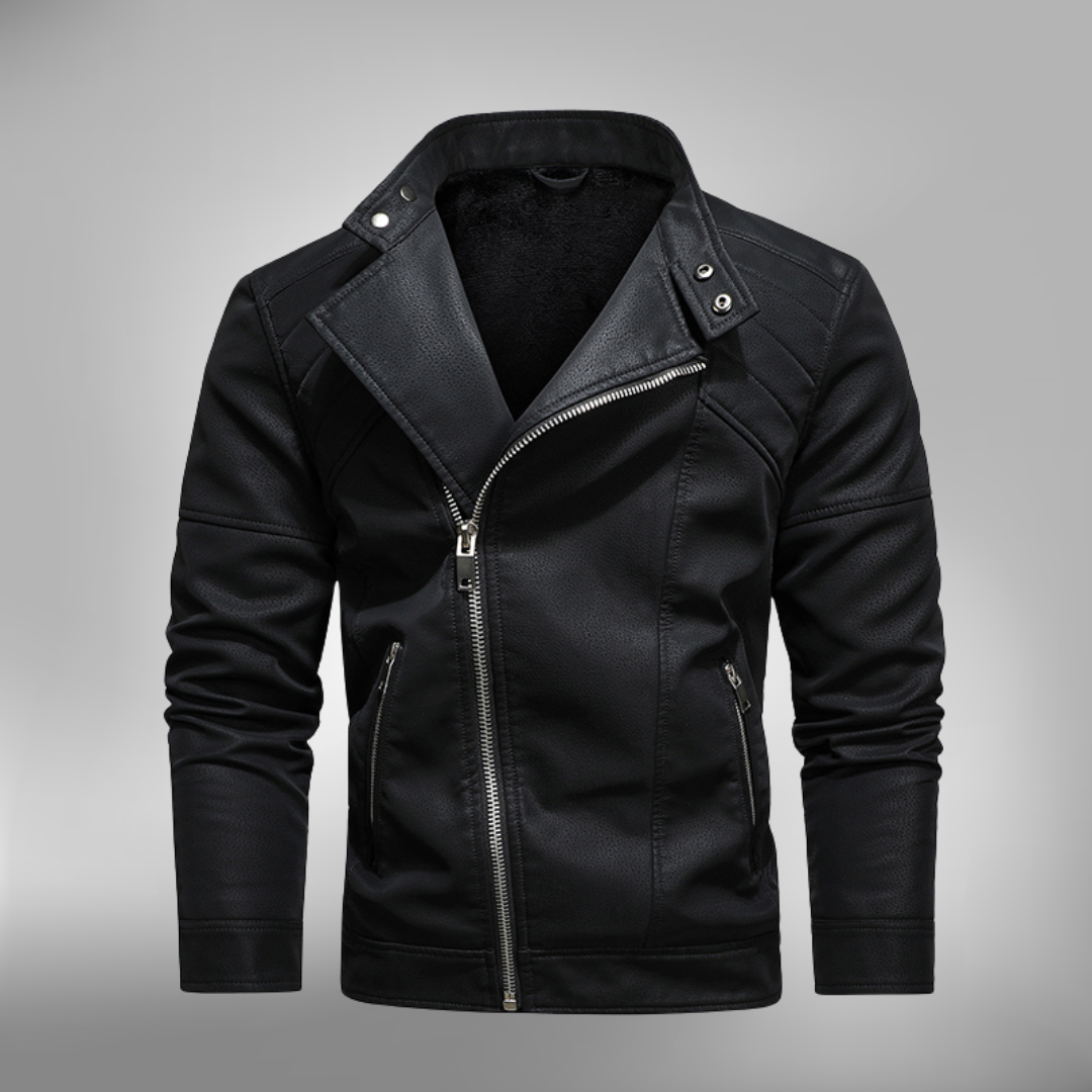 Street-Wave Men's Faux Leather Slim Fit Jacket With Stand Collar