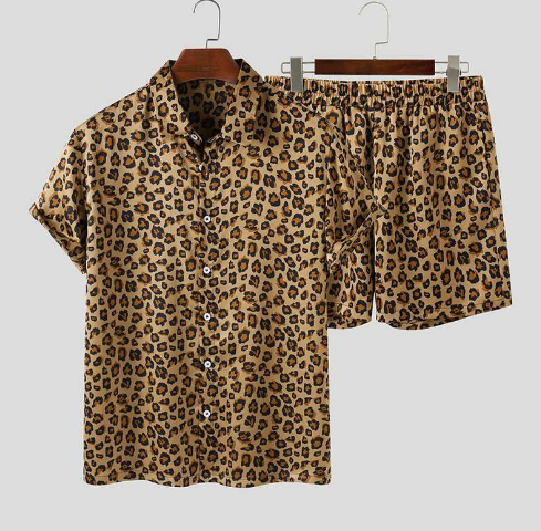 Leopard Print 2 Piece Set for Men by Street Wave Premium Elegant Versatile Outfit for Meetings and Parties