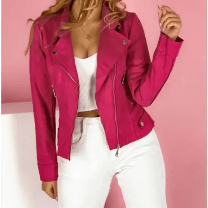 Street Wave Women Classic Leather Jacket Durable All Season Style Timeless Color Variants