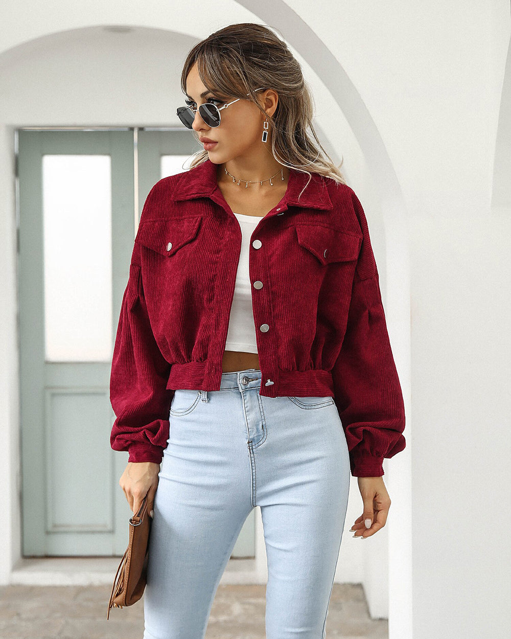 Street Wave Corduroy Jacket Women Cotton Blend Short Coat For Everyday Casual Comfort Trendy