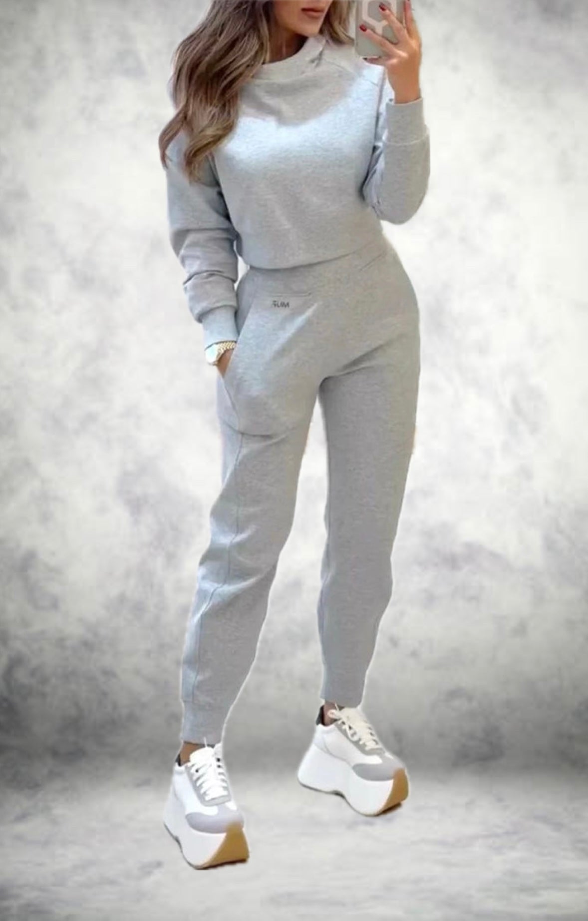 Street-wave Stylish Tracksuit For Women With Long Sleeves And High Waist Pants For Everyday Comfort