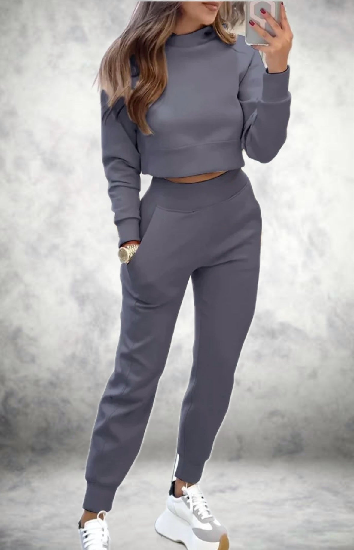 Street-wave Stylish Tracksuit For Women With Long Sleeves And High Waist Pants For Everyday Comfort