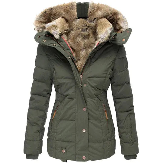 Street-wave Women Winter Coat With Removable Faux Fur Collar Warm And Stylish Outerwear
