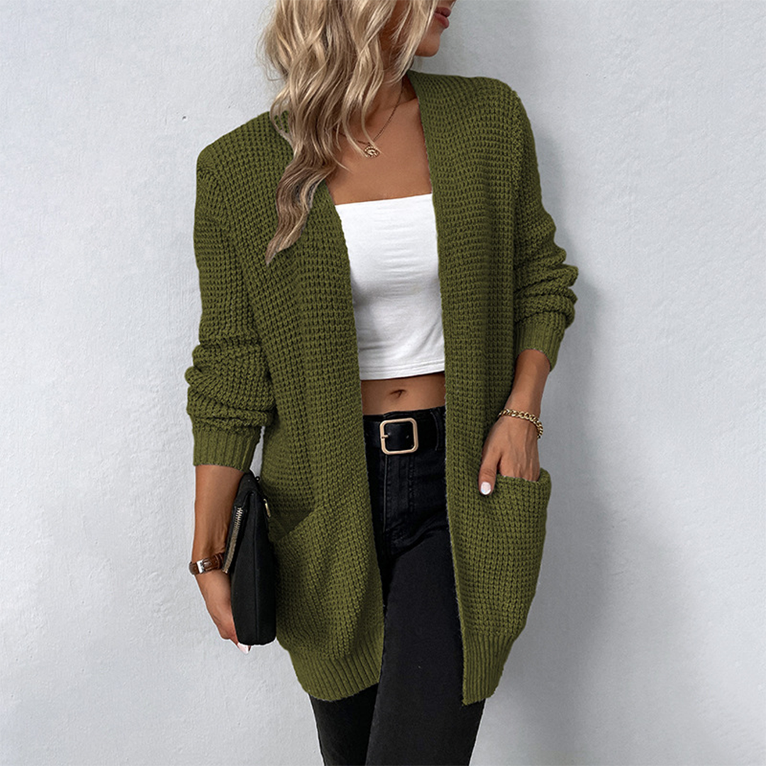 Street-wave Maelis West Women's Knit Cardigan With Pockets Cozy Longline Sweater