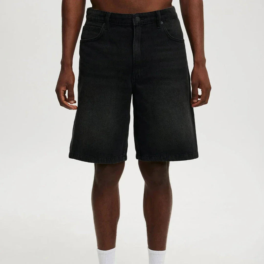 KC Relaxed Fit Denim Shorts for Men in Breathable Cotton with Vintage Faded Wash and Classic 5 Pocket Design by Street-Wave