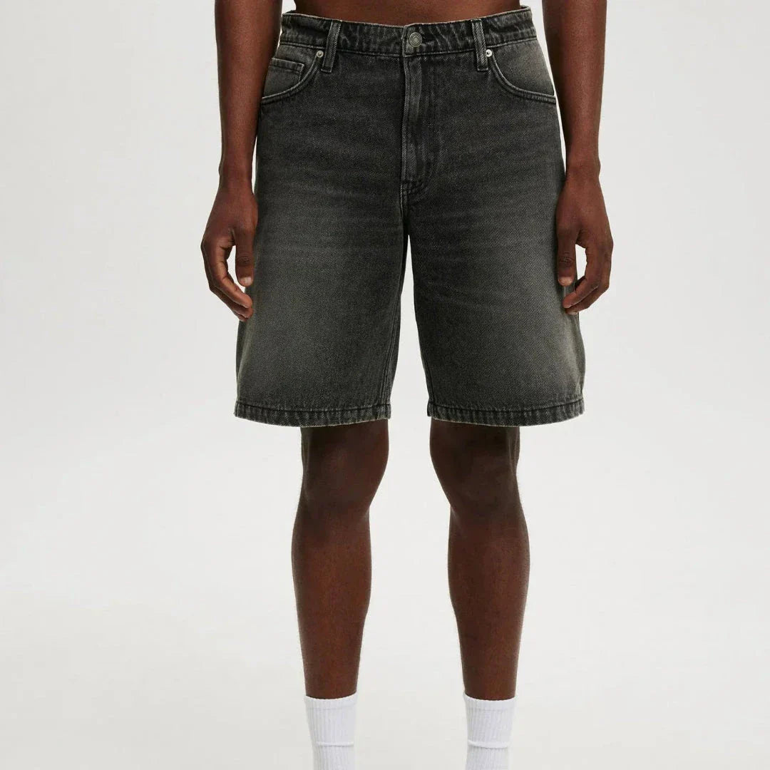 KC Relaxed Fit Denim Shorts for Men in Breathable Cotton with Vintage Faded Wash and Classic 5 Pocket Design by Street-Wave