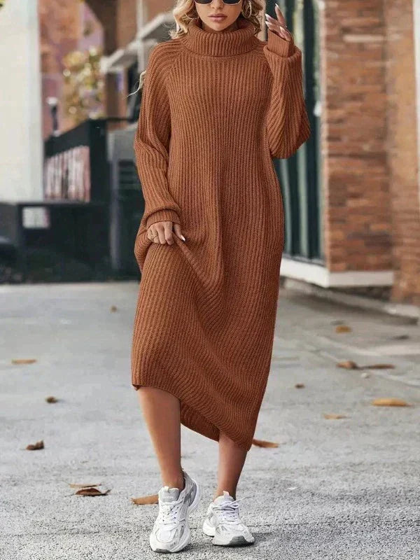 Street-wave Belted Knit Dress For Women Elegant Cozy Sweater Dress With Flattering Fit And Year Round Comfort