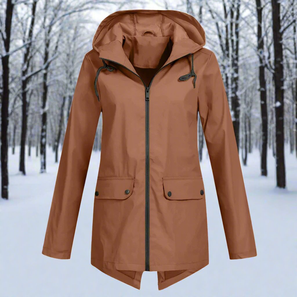 Street-wave Hooded Raincoat Unisex Thigh-Length Front Zip With Adjustable Hood For Urban Commuters