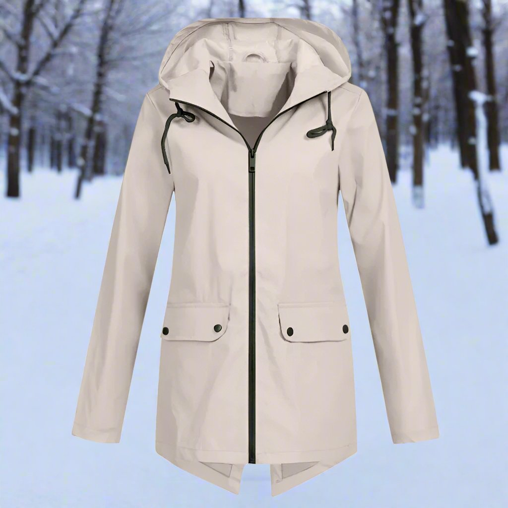 Street-wave Hooded Raincoat Unisex Thigh-Length Front Zip With Adjustable Hood For Urban Commuters