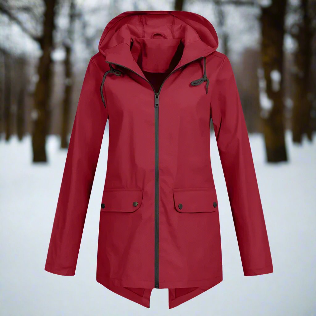 Street-wave Hooded Raincoat Unisex Thigh-Length Front Zip With Adjustable Hood For Urban Commuters