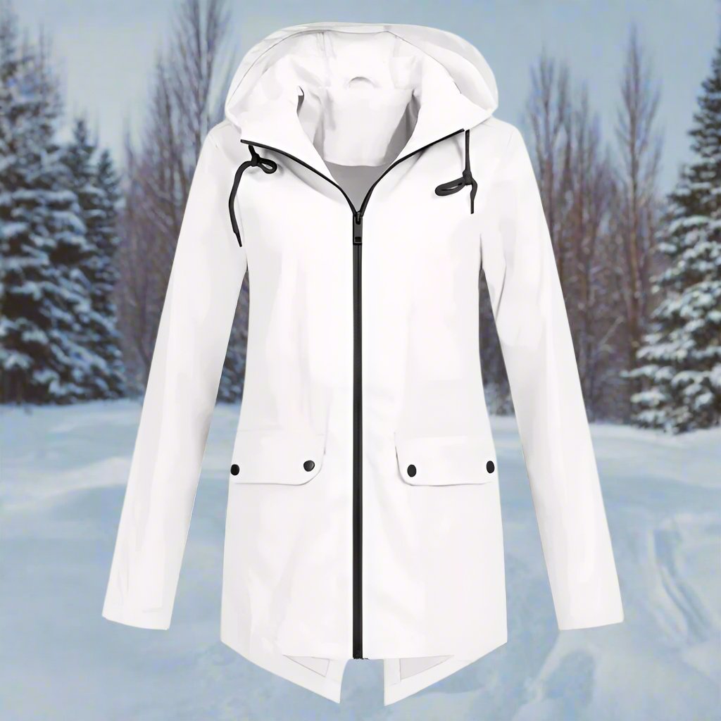 Street-wave Hooded Raincoat Unisex Thigh-Length Front Zip With Adjustable Hood For Urban Commuters