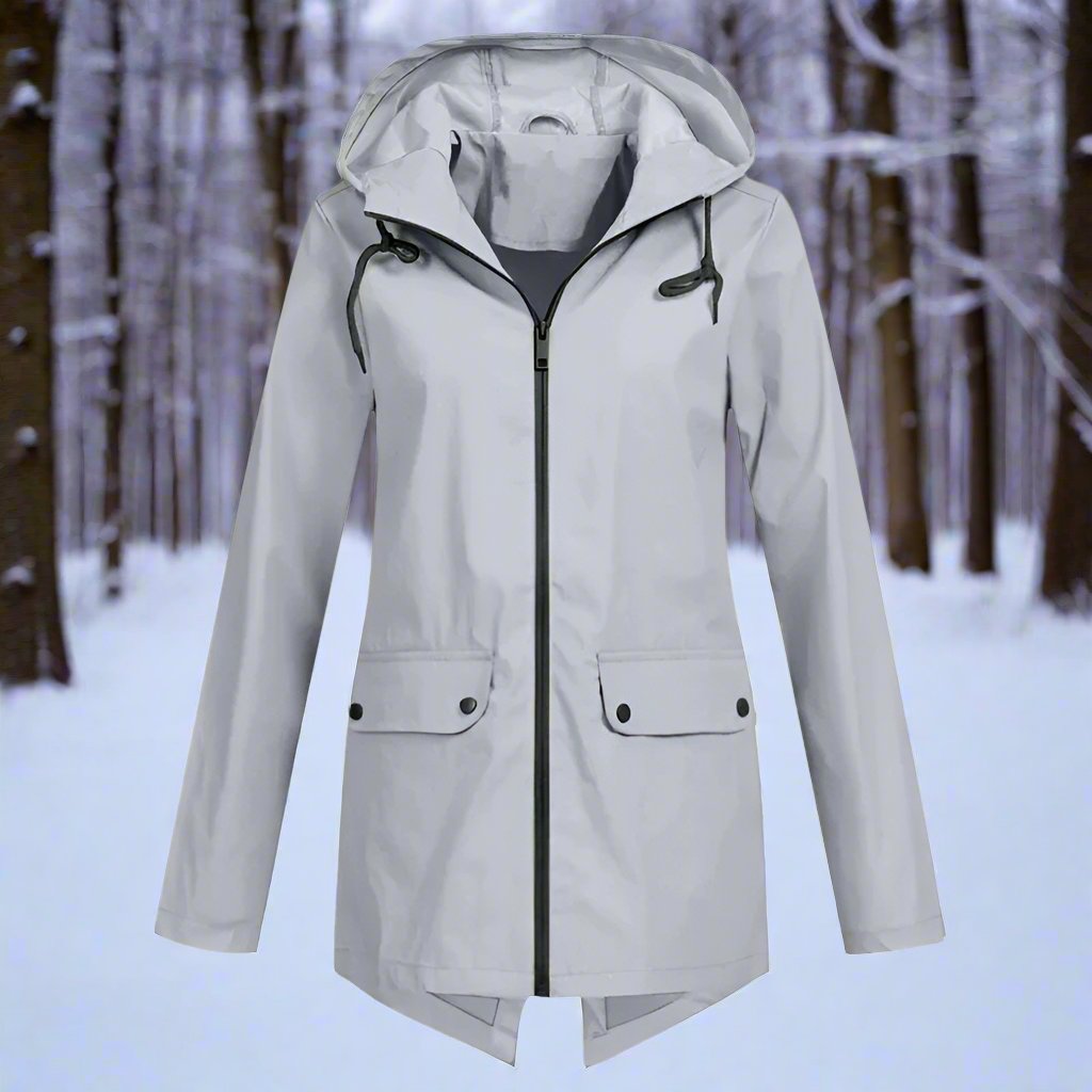 Street-wave Hooded Raincoat Unisex Thigh-Length Front Zip With Adjustable Hood For Urban Commuters