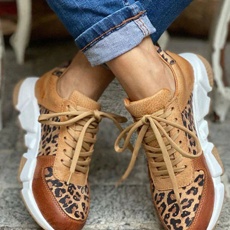 Orthopedic Women's Sneakers Street Wave Comfort Cushioned Soles Leopard Print Chic
