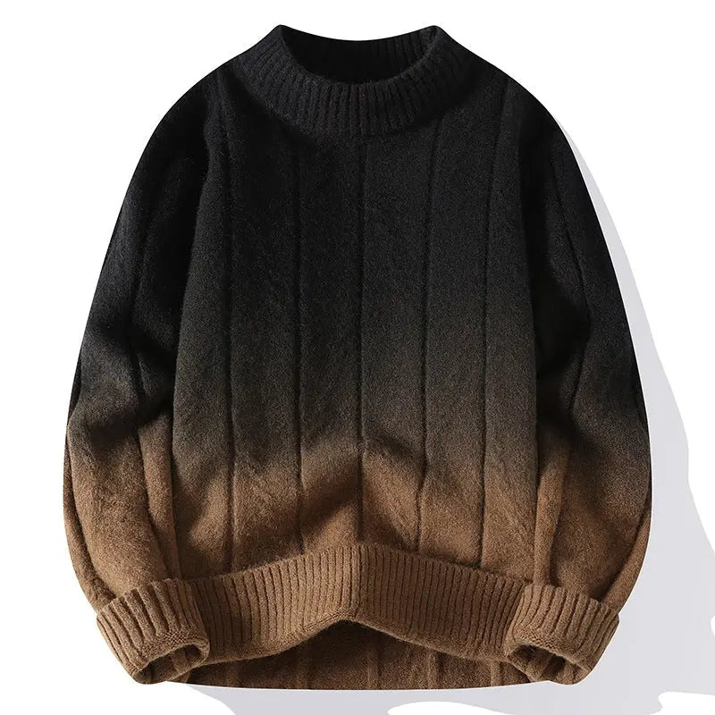Street-wave Men's Gradient Knit Pullover With Soft Comfort For Urban Style And Versatility