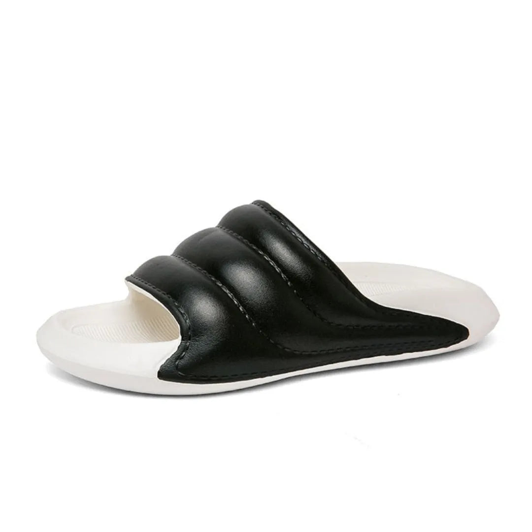 Kael Two Tone Cloud Slides for Men with Cushioned Footbed and Padded Triple Bar Straps