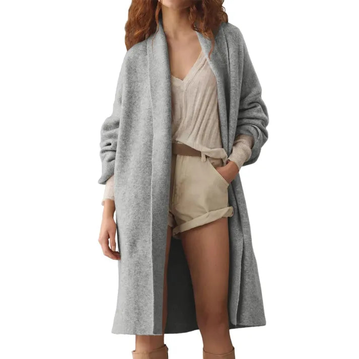 Street Wave Slouchy Knit Coatigan For Women, Cozy Autumn Layering With Effortless Chic