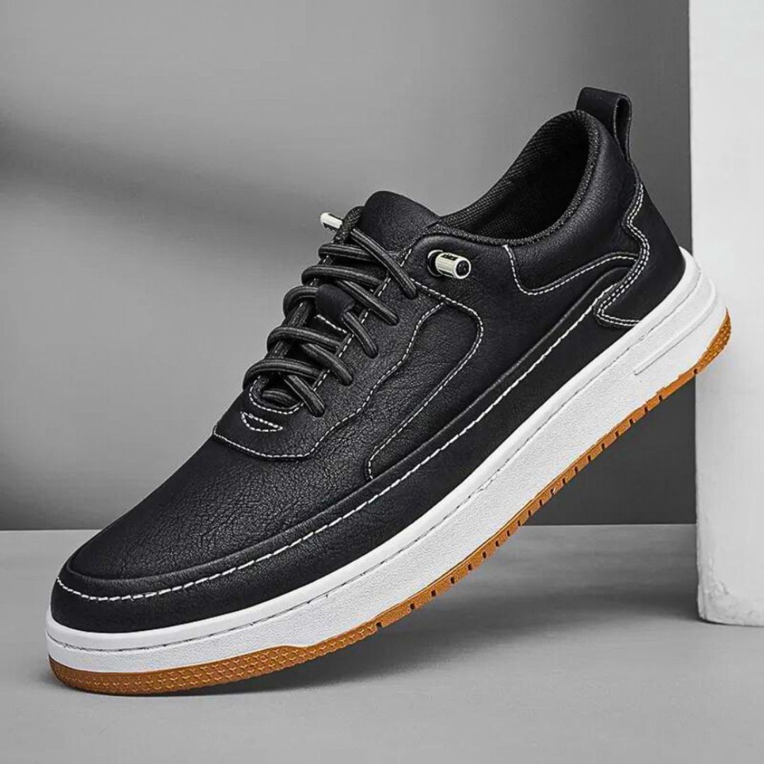 Street-Wave Keiran Cow Leather Sneakers For Men Lightweight Low Top With Reinforced Heel