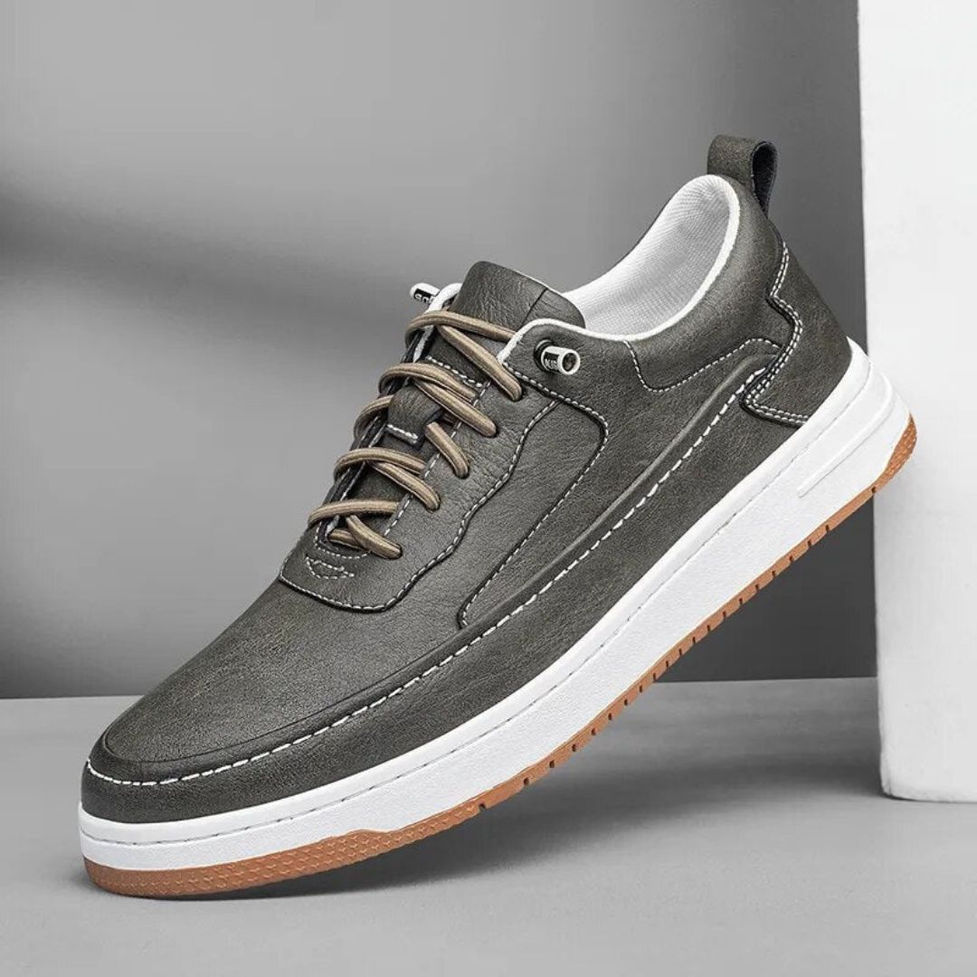 Street-Wave Keiran Cow Leather Sneakers For Men Lightweight Low Top With Reinforced Heel