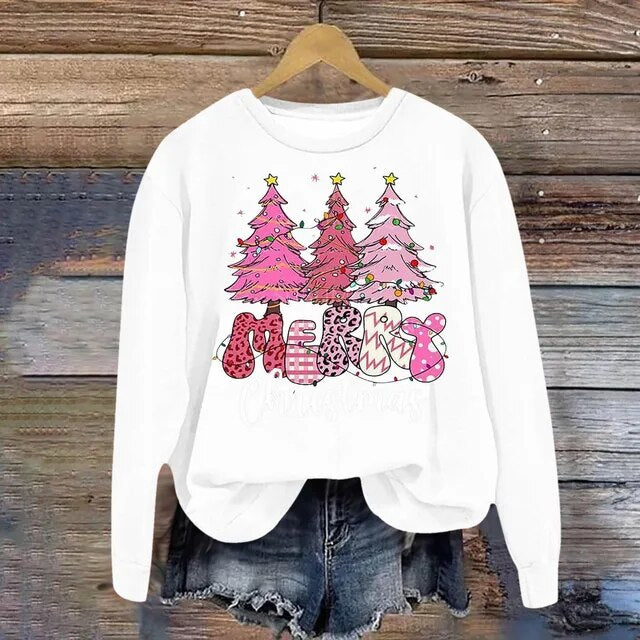 Street-Wave Women Festive Christmas Sweater With Stylish Graphic Print And Cozy Comfort
