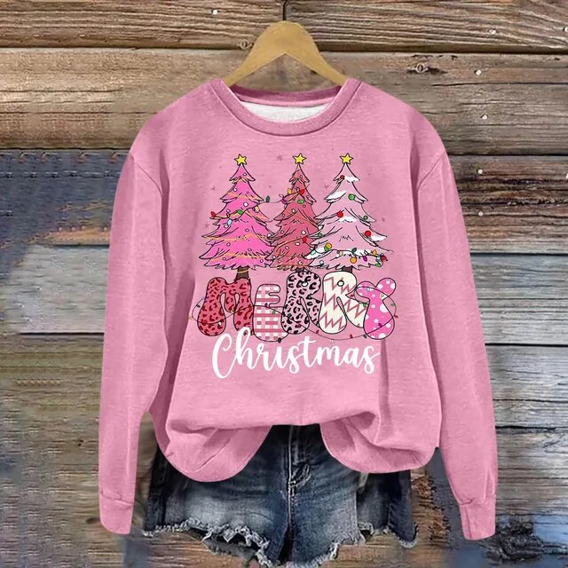 Street-Wave Women Festive Christmas Sweater With Stylish Graphic Print And Cozy Comfort