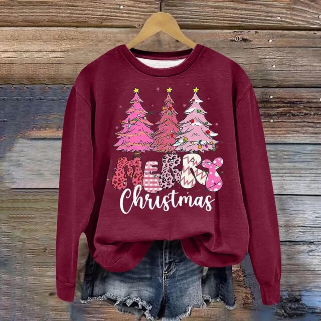 Street-Wave Women Festive Christmas Sweater With Stylish Graphic Print And Cozy Comfort