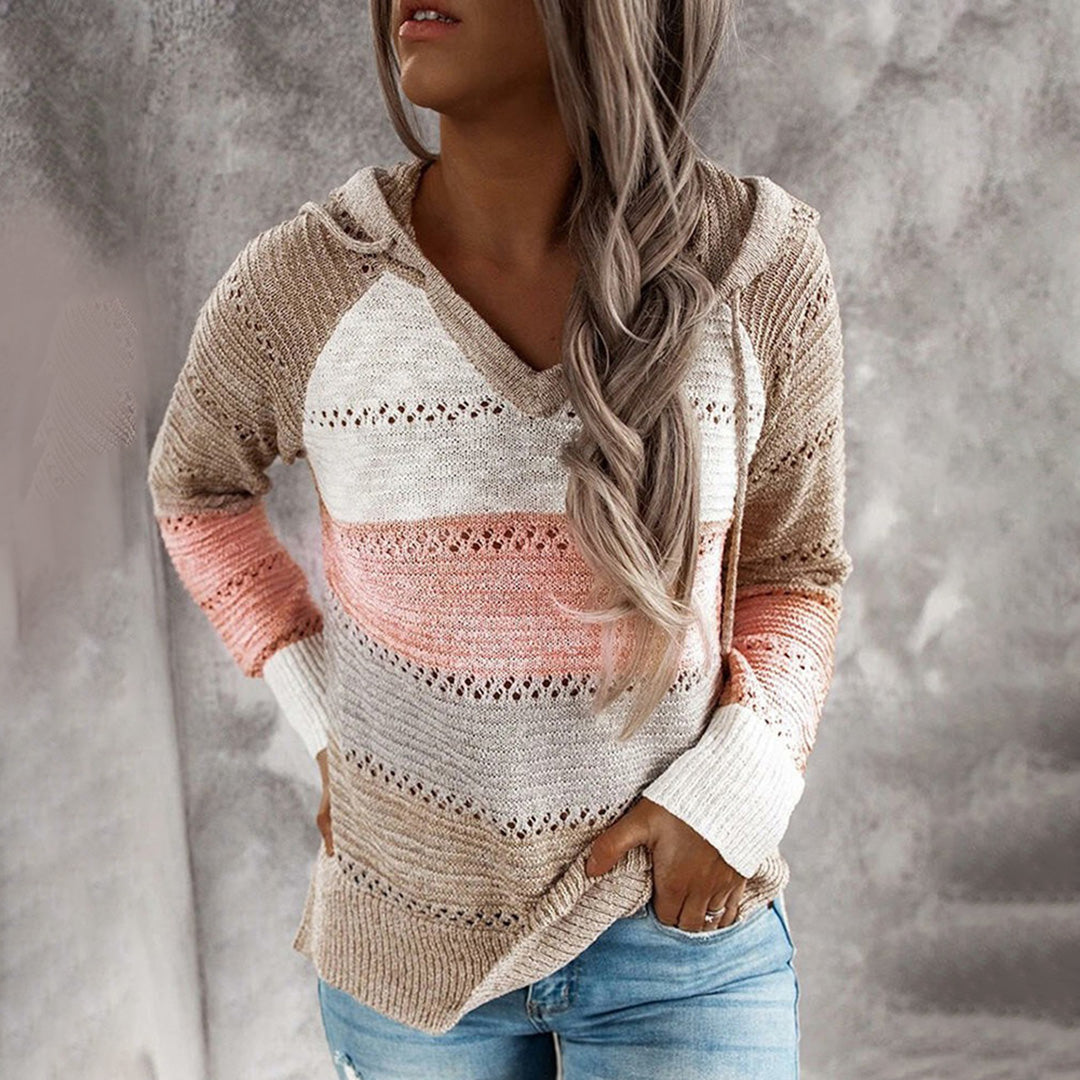 Street-wave Hoodie Knit Pullover With Hood Acrylic Cozy Comfort For Women Everyday Wear