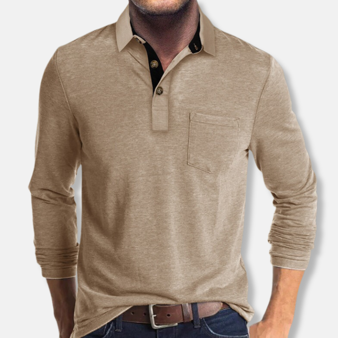 Street Wave Mens Cotton Blend Polo Shirt With Contrast Collar For Smart Casual