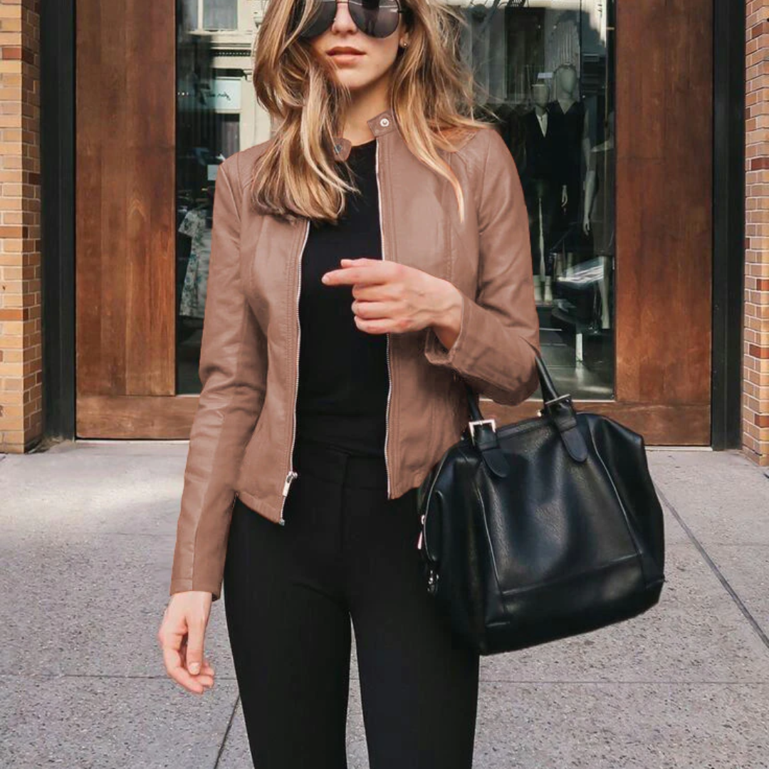 Street-wave PU Leather Bike Jacket For Women, Trendy, Warm All Season Comfort For Urban Riders
