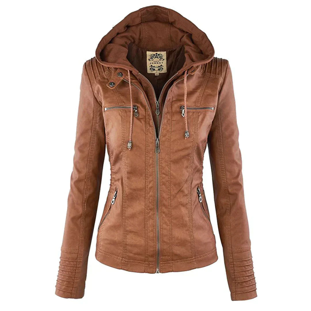 Street-Wave Leather Motorcycle Jacket With Hood For Urban Riders Premium Soft Leather Sleek Fit