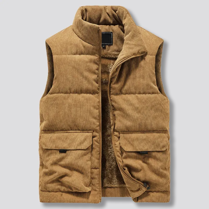 Street Wave East Corduroy Padded Vest For Adventurers Double Warmth And Full Mobility