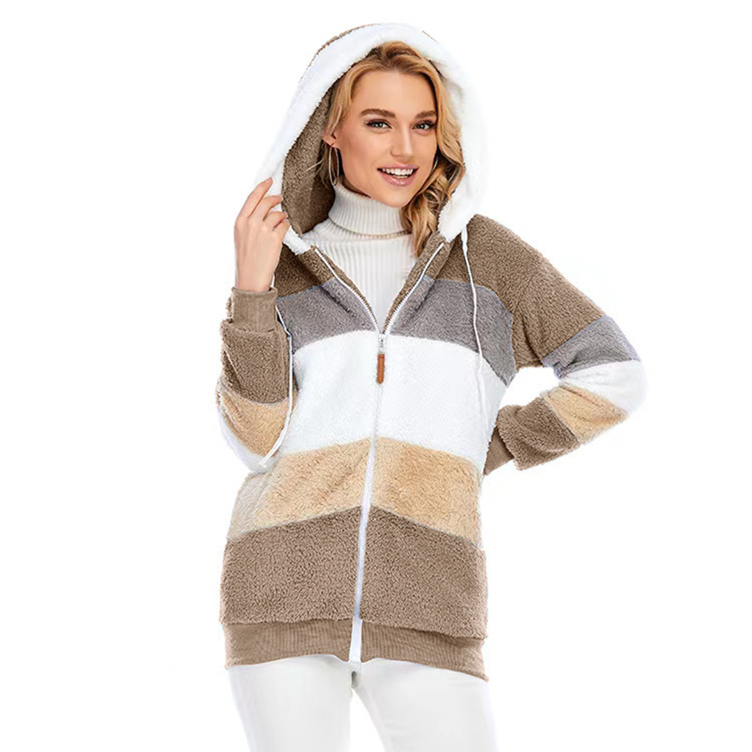 Street Wave Soft And Warm Hooded Fleece Jacket For Women Cozy Plush Comfort Ideal Winter Wear