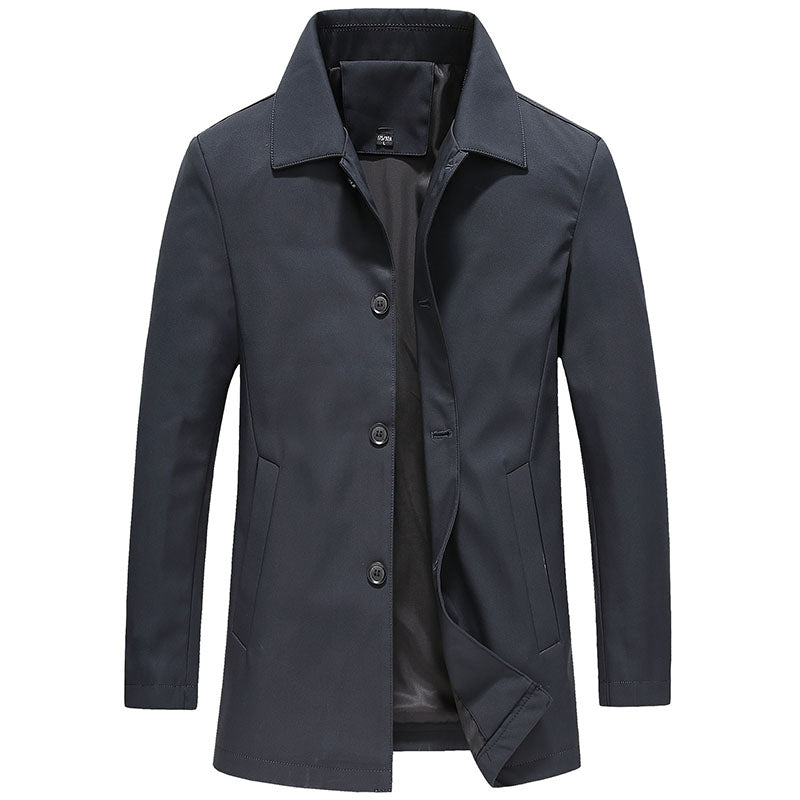 Street-Wave Nordisk Flair Men’s Trench Coat Tailored Fit Cotton Blend Button Front Classic Collar