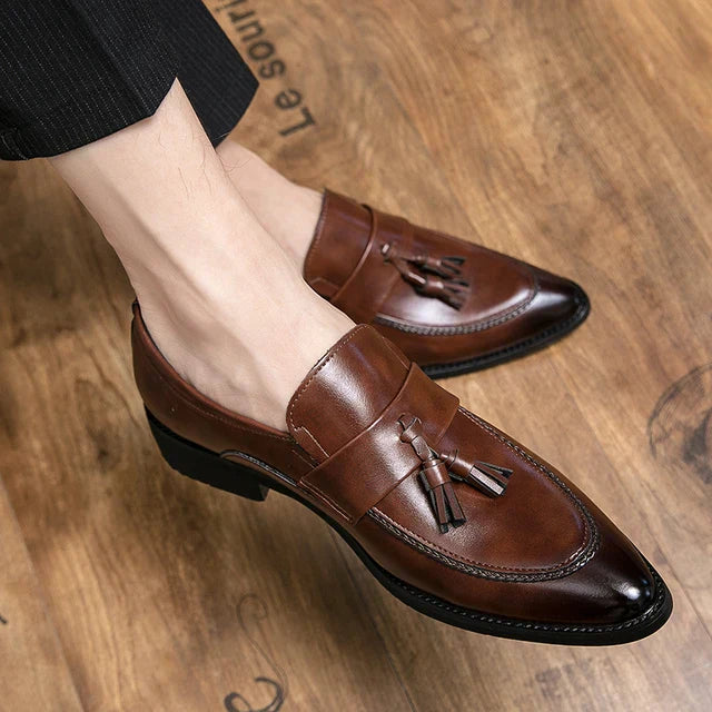 StilMann Mens Leather Loafers With Pointed Toe For Business Formal And Casual Wear Elegant Comfort