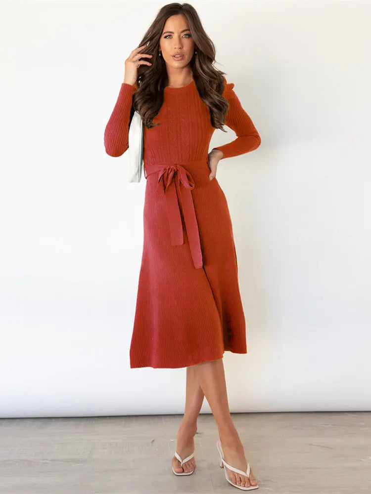 Street Wave Knitted Midi Dress For Women Cozy Chic Comfort