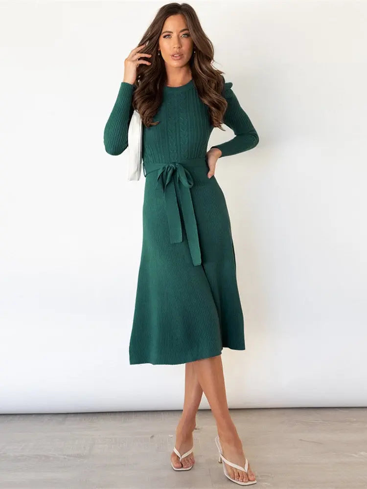 Street Wave Knitted Midi Dress For Women Cozy Chic Comfort