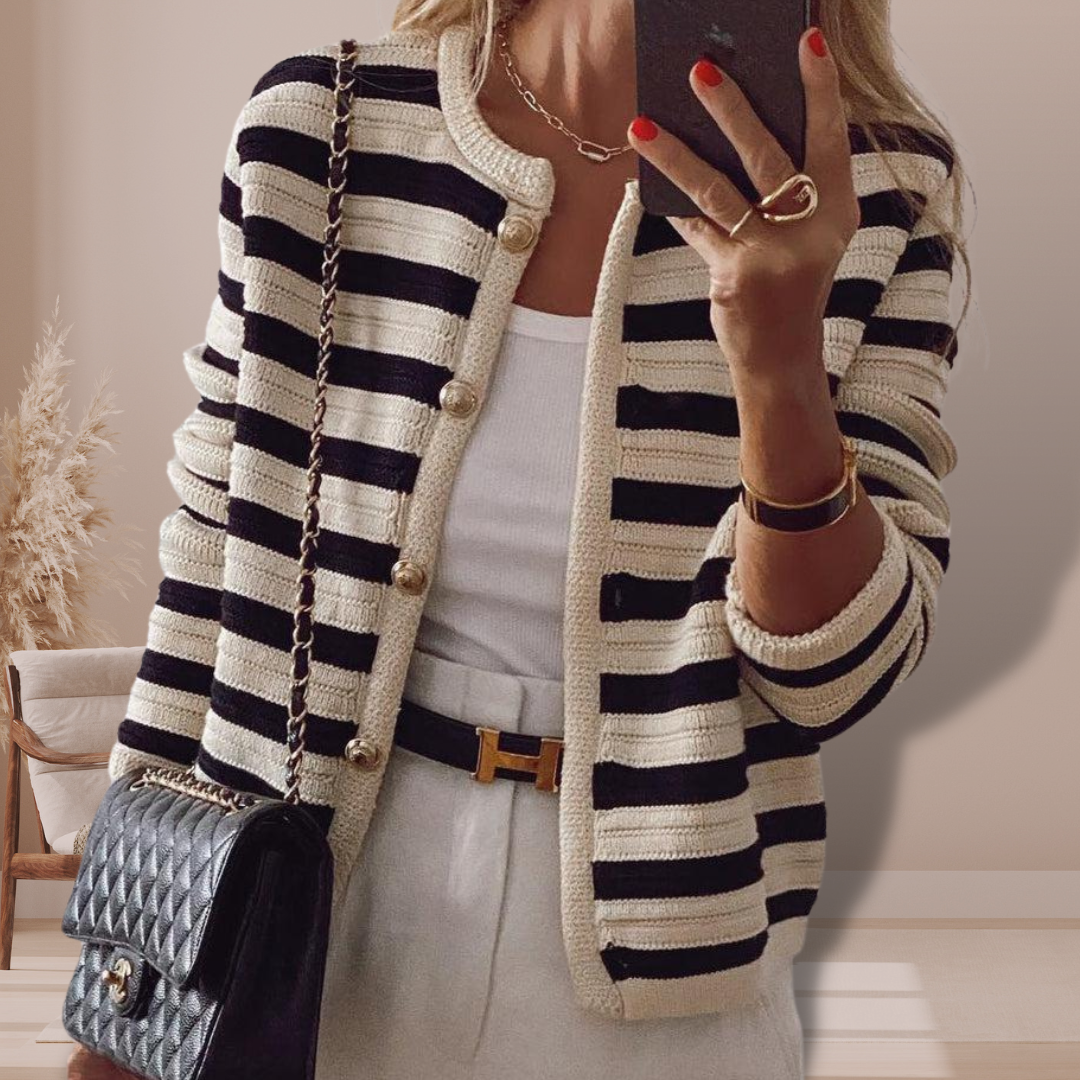 Street-wave Striped Knit Vest For Women Button-Front Soft Cotton-Blend Comfort Everyday Style