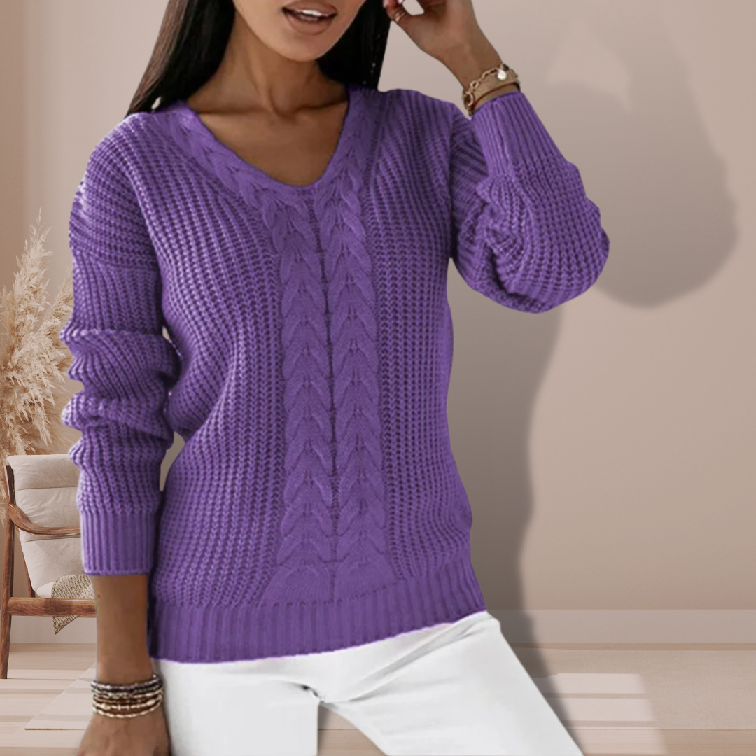 Street-Wave V-Neck Knit Sweater For Women Soft Acrylic Classic Comfort Everyday Wear