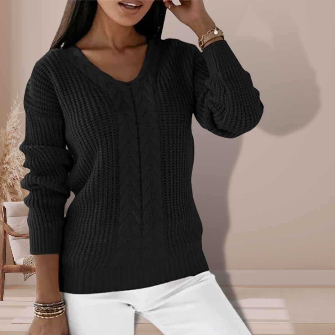 Street-Wave V-Neck Knit Sweater For Women Soft Acrylic Classic Comfort Everyday Wear